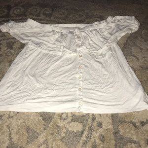 AE summer off or on shoulder white shirt